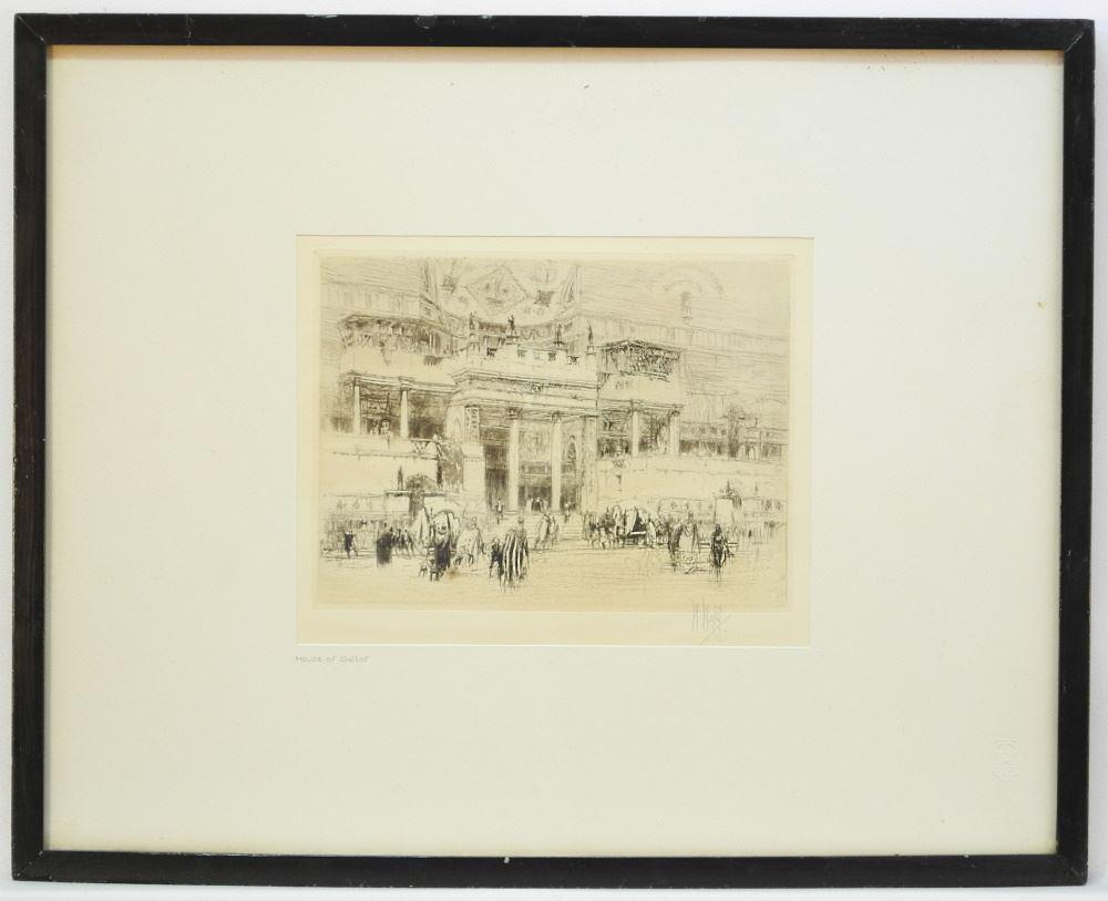 Etching signed W. Walcot, 6 3/4" x 8 1/2", "House of (1 of 4)