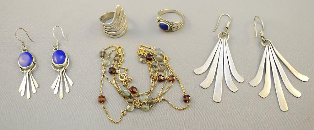 2 Pair of Sterling Earrings, 2 Sterling Rings & 1 (1 of 1)