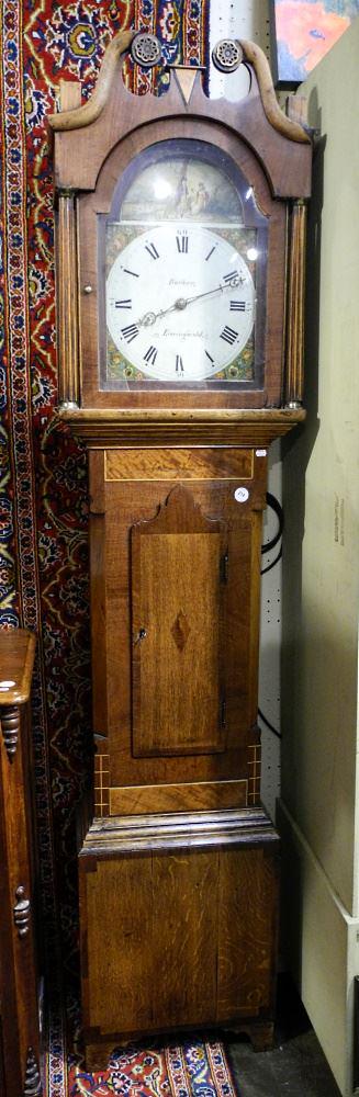 Mixed & Inlaid Wood Tall Case Clock, Dial signed Barker (1 of 3)