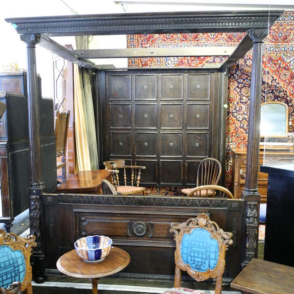 Oak "Tester" Style Bed Frame. (1 of 6)