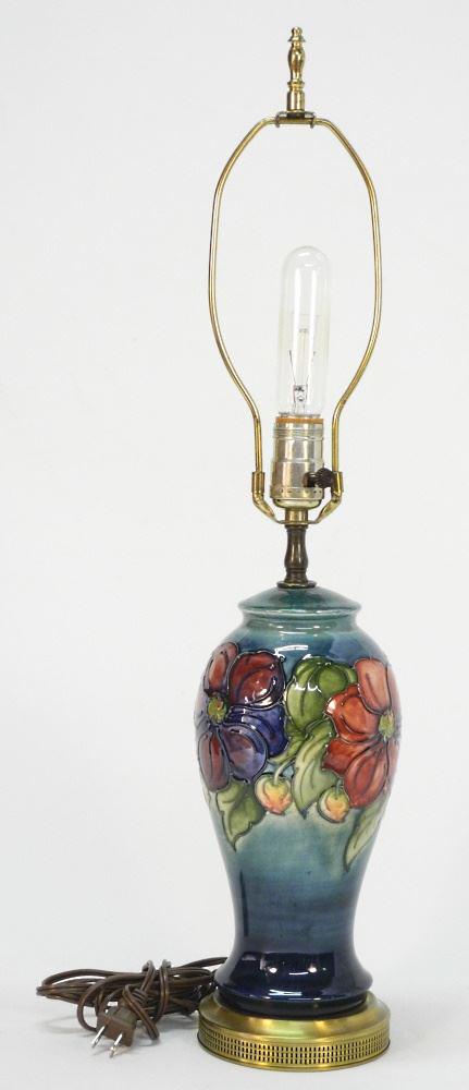 Moorcroft Clematis Table Lamp Pottery Section, 10 1/2" (1 of 3)