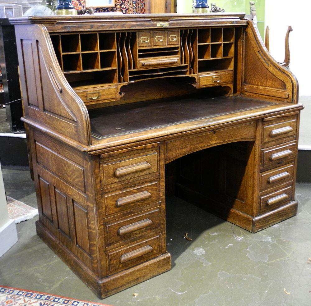 Oak Roll Top Desk, 60" wide. (1 of 6)