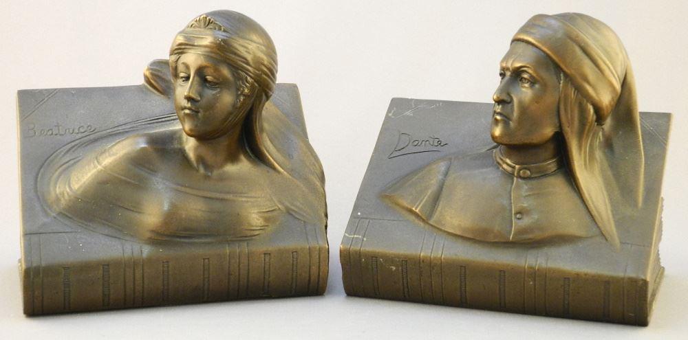 Pair of Bronze Tone Spelter "Dante & Beatrice" (1 of 2)