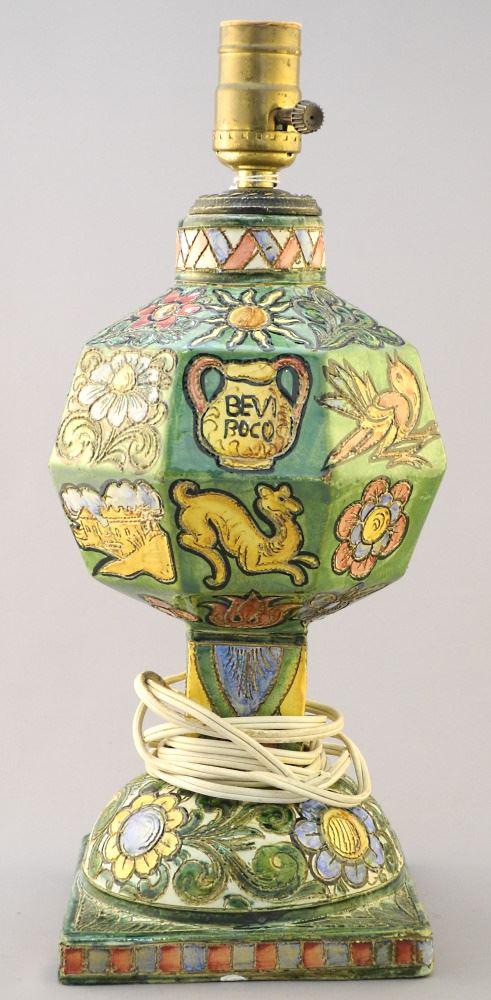 Italian Ceramic Lamp Base, 14 3/8" high, 2 striations (1 of 4)