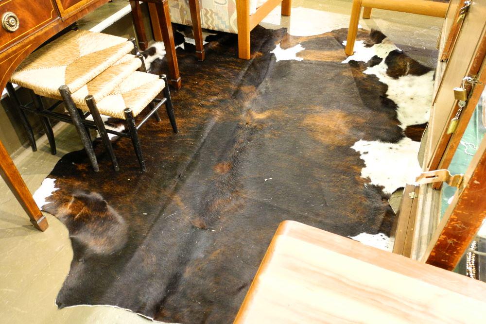 Cowhide Rug, approximately 94" x 86", asymmetrical. (1 of 2)