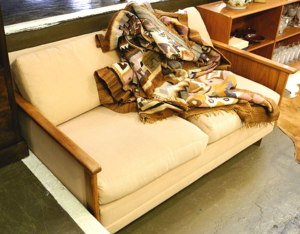 Teak Framed Loveseat, 56 1/2" wide.: Teak Framed Loveseat, 56 1/2" wide.