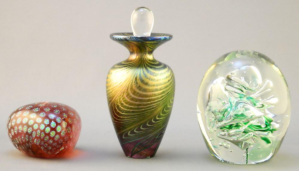 Robert Held Perfume Bottle & 2 Paper Weights, 4 1/2". (1 of 2)
