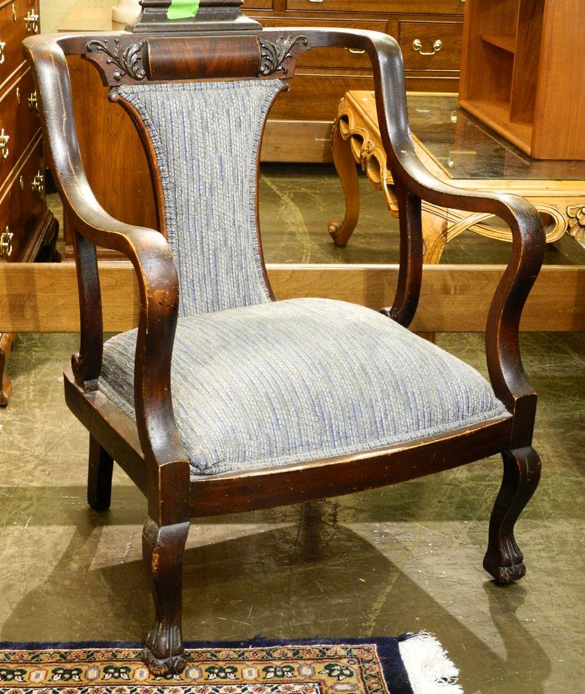 Mahogany Early 20th Century Open Armchair.: Mahogany Early 20th Century Open Armchair.