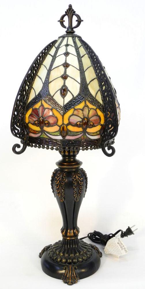 Leaded Glass Bell Shaped Table Lamp, 26 1/2" high. (1 of 1)
