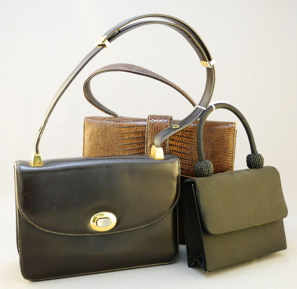 2 Brown Leather Purses & 1 Small Black with Beaded (1 of 2)