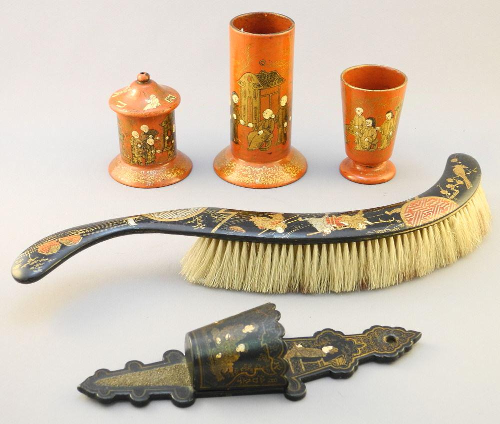 Antique Chinese Red & Black Lacquer Match Holder (2)/ (1 of 4)