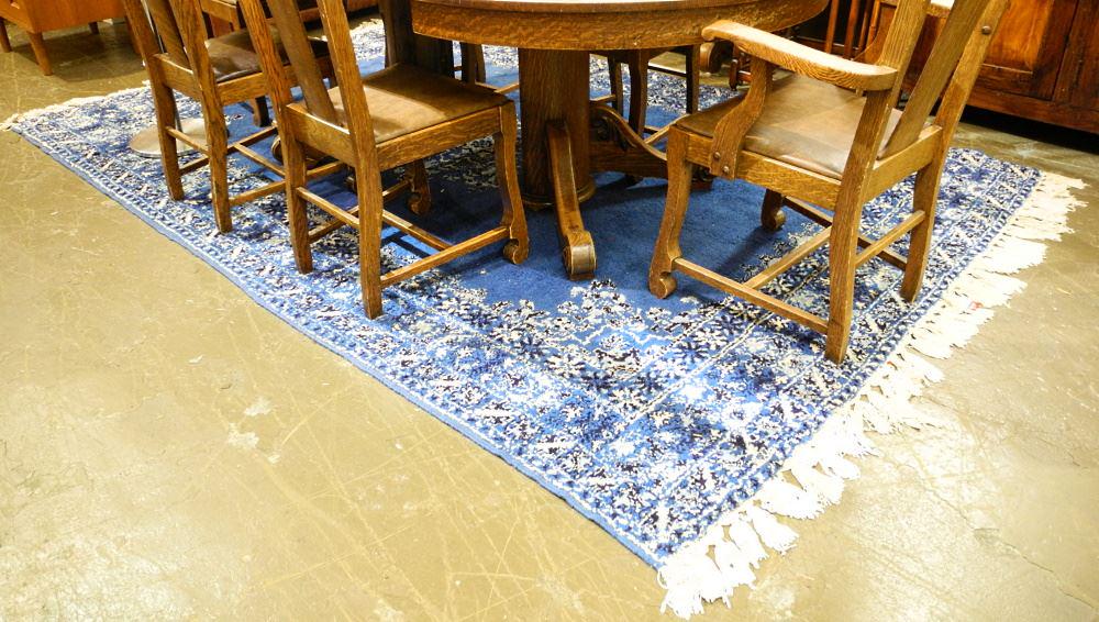 Blue Wool Area Rug, approximately 6'11 x 10'8". (1 of 4)