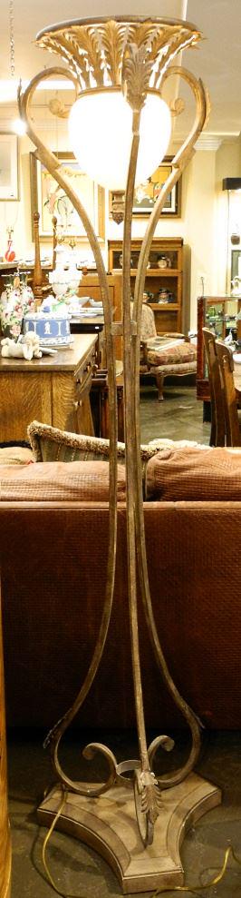Leaf Decorated "Deco" Styled Floor Lamp. (1 of 2)
