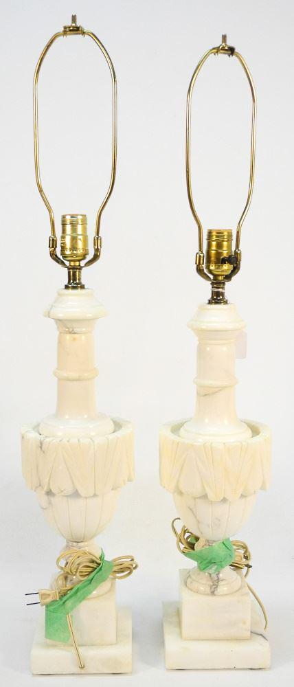 Pair of Vintage Alabaster Urn Form Table Lamps, TH 30 (1 of 3)
