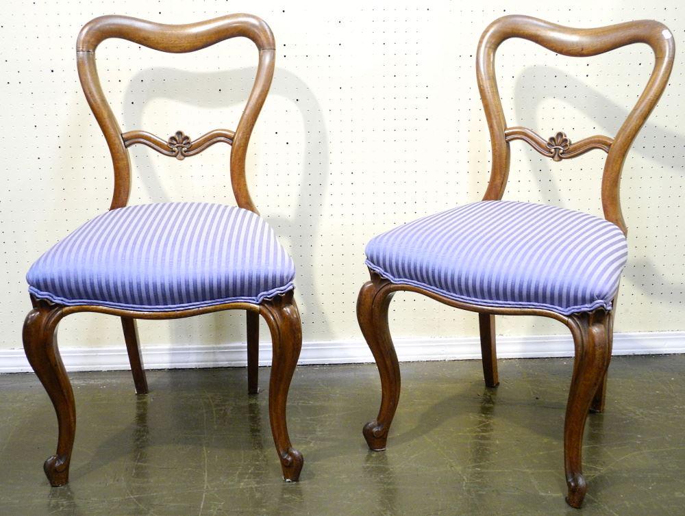 Pair of Victorian Walnut Side Chairs, 34" high. (1 of 3)