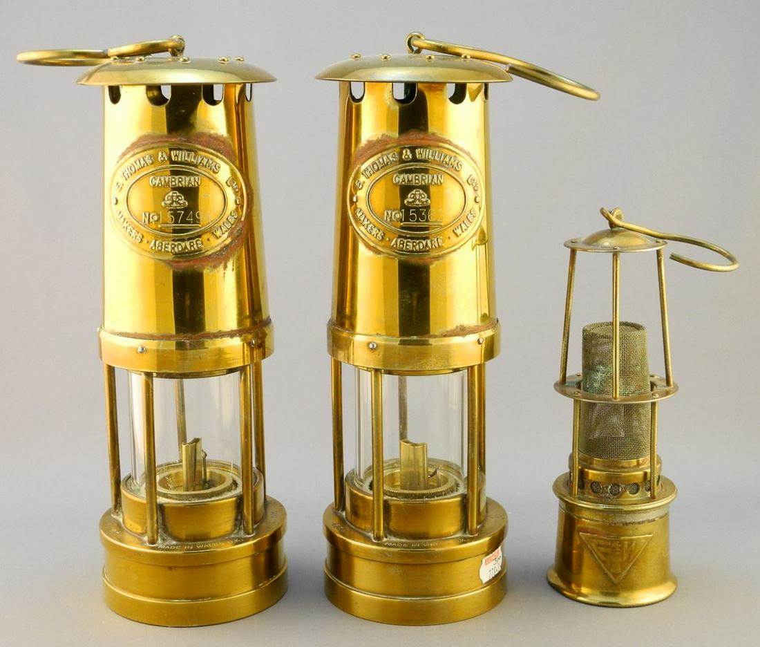 Pair of Reproduction Cambrian Brass Miners Lamps & a (1 of 1)