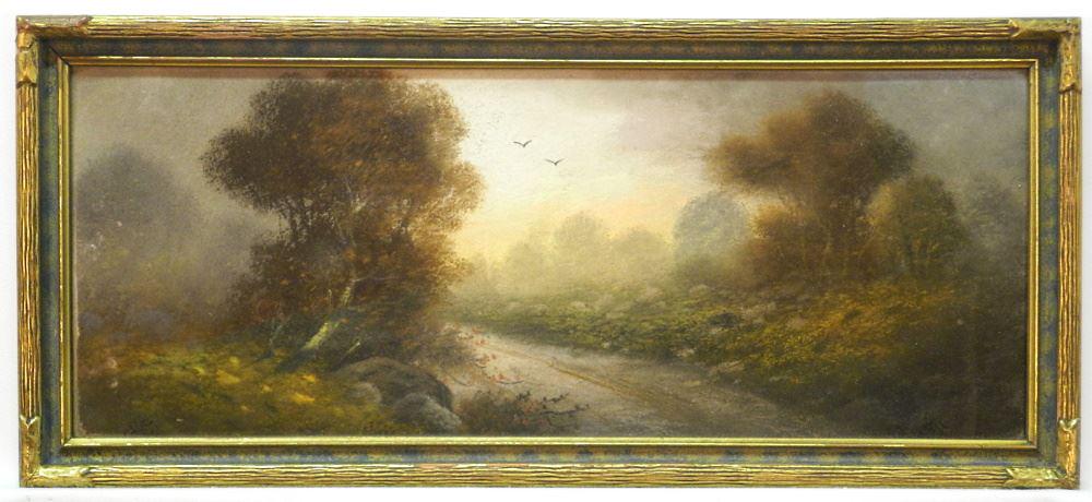Pastel in the Manner of Chandler, 7 1/2 x 19 1/4": Pastel in the Manner of Chandler, 7 1/2 x 19 1/4" "Misty Roadway"