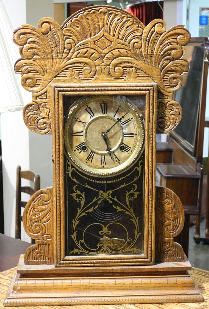 Gingerbread Mantle Clock, 21 7/8" high. (1 of 2)