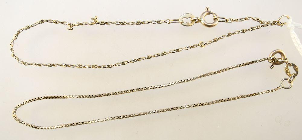 2 10K Gold Chain Bracelets, 0.06ozt.: 2 10K Gold Chain Bracelets, 0.06ozt.