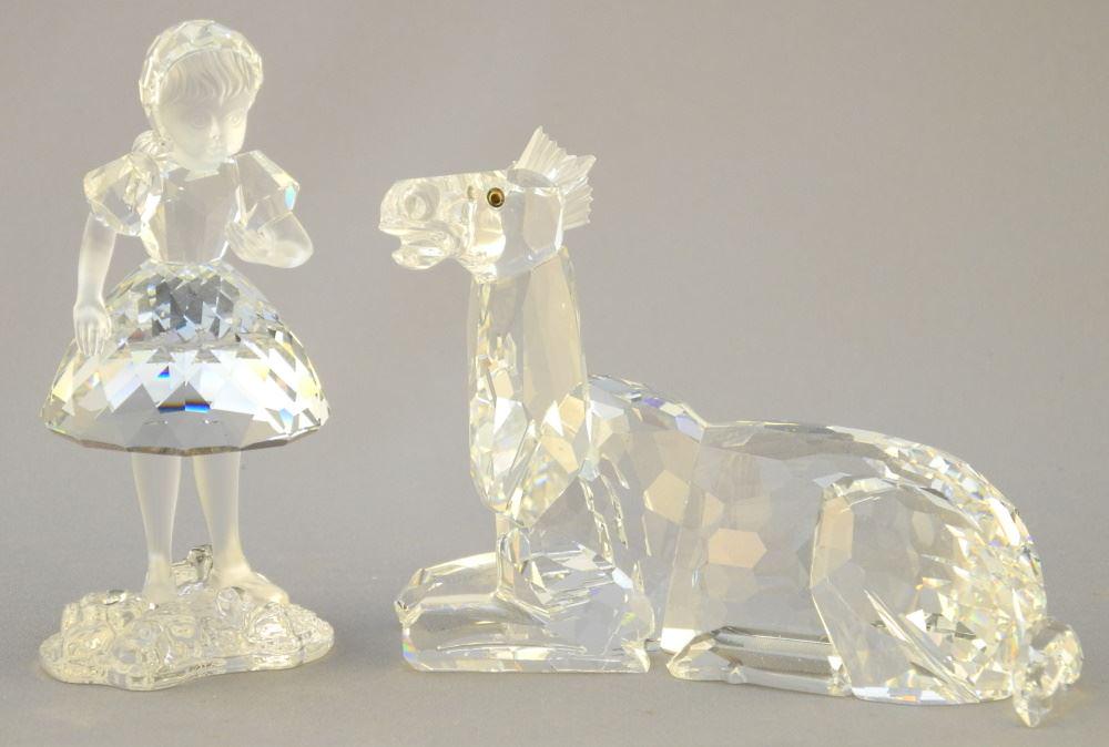 Swarovski Crystal Horse & Girl, horse 4" long. (1 of 3)