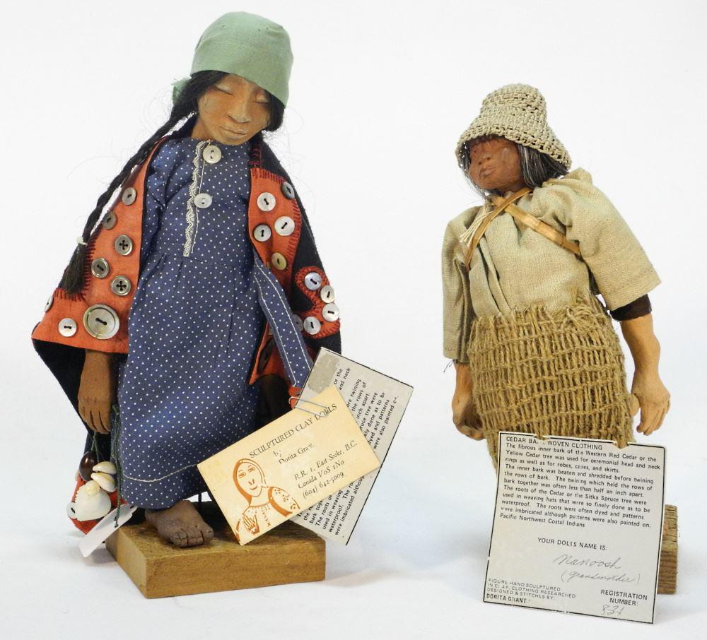 2 First Nations Dolls by Dorita Grante, 10 1/2" high. (1 of 1)
