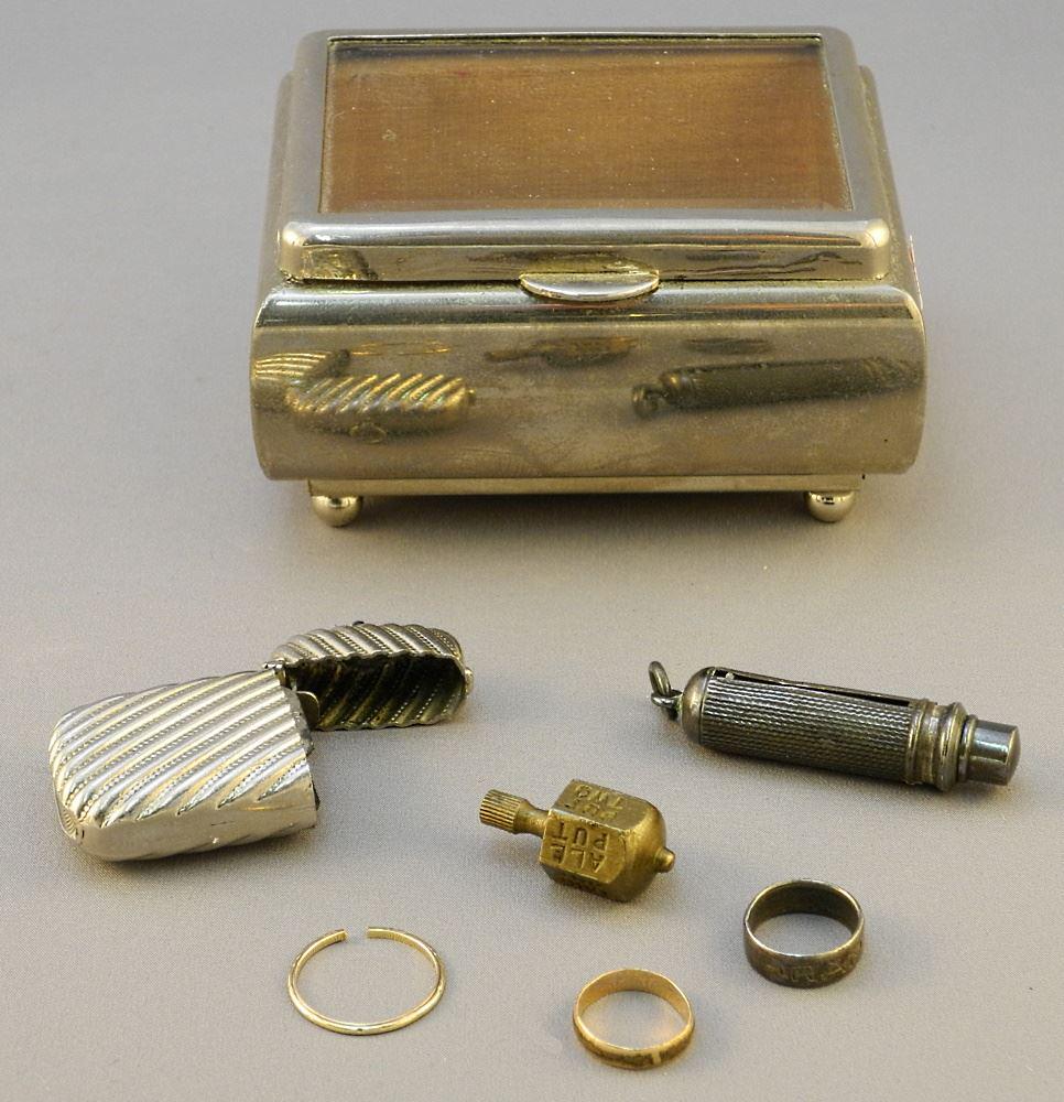 Glazed Chrome Box with Sterling Tape (damaged), Brass (1 of 3)