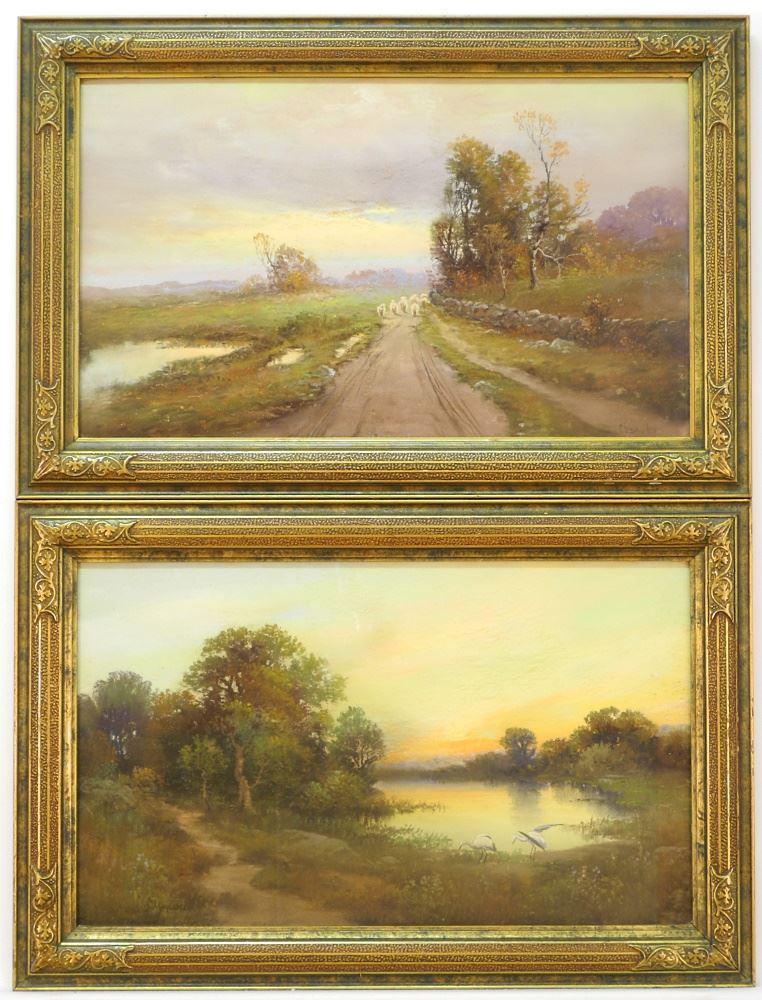 4 Pastels signed Chandler, largest 11 1/2" x 19 1/2", (1 of 2)