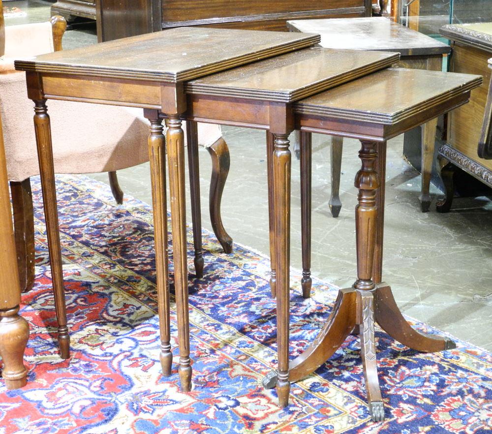 Trio of Mahogany Nesting Tables, 24 1/2" high.: Trio of Mahogany Nesting Tables, 24 1/2" high.
