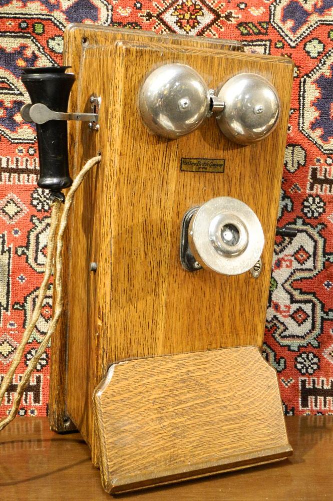 Northern Electric Oak Wall Mounted Telephone, 20 1/2" (1 of 1)