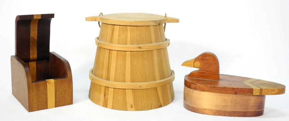 Wood Sugar Bucket (8 1/4" high) & 2 Boxes. (1 of 2)