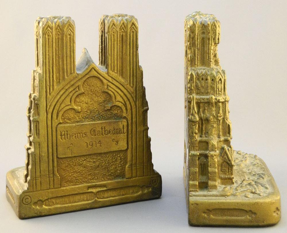 Pair of Armor Bronze "Rheims Cathedral" Bookends, 8" (1 of 2)