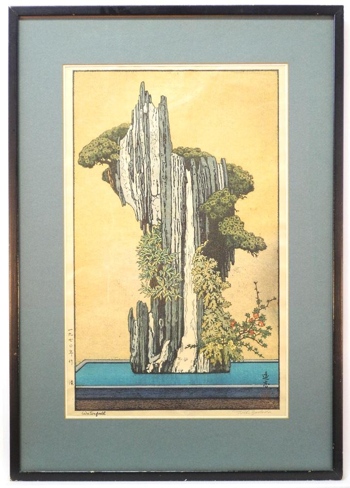 Woodblock Print signed Toshi Yoshida, 20 1/4 x 12 3/4" (1 of 5)
