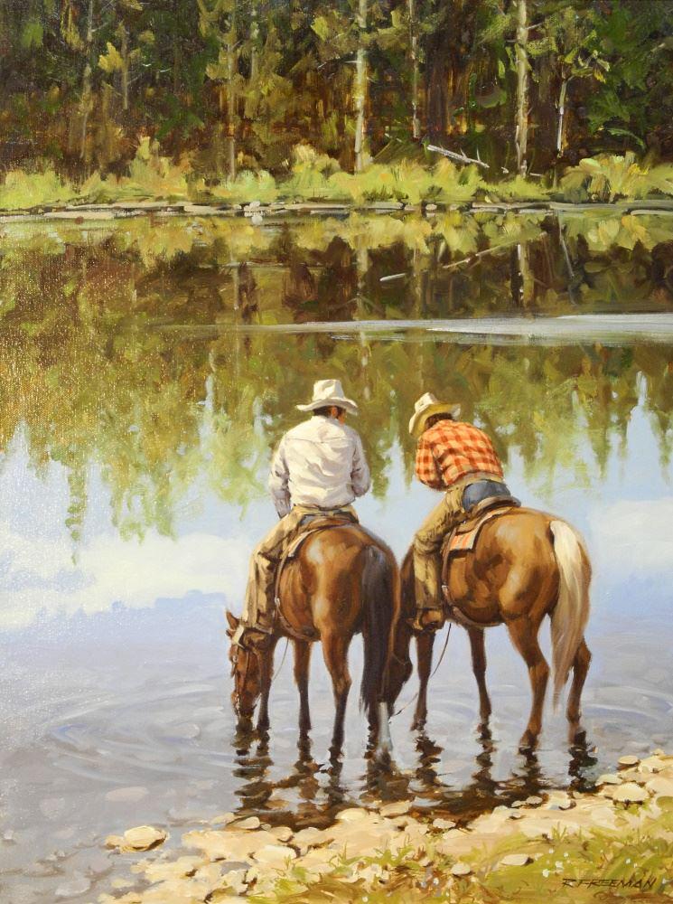 Oil on Canvas signed R. (Richard) Freeman, 24" x 18", (1 of 5)