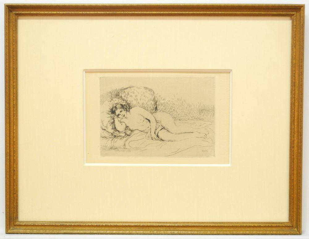 Etching signed Renoir within Plate, 6" x 9 1/2", "Femme (1 of 4)