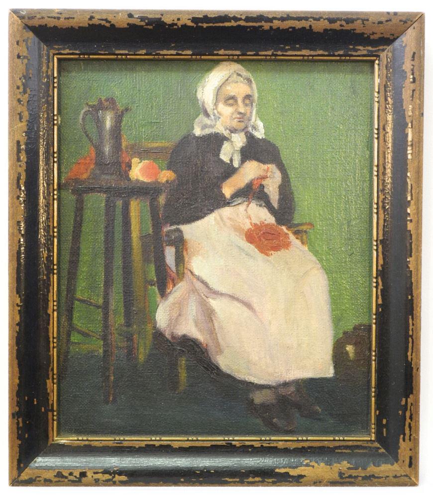 Oil on Board attributed to Hazel Caverhill 1925, 8 3/4" (1 of 4)