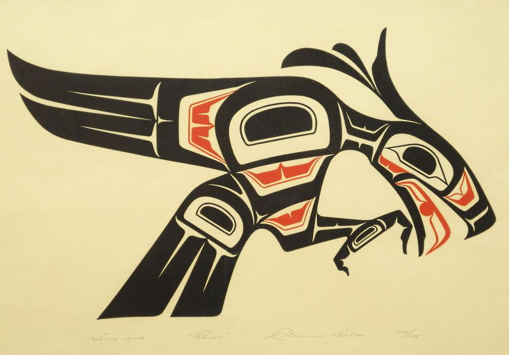 Serigraph signed Clarence Wells, #149/175, 13 1/2" x 19: Serigraph signed Clarence Wells, #149/175, 13 1/2" x 19 1/4", "Raven"