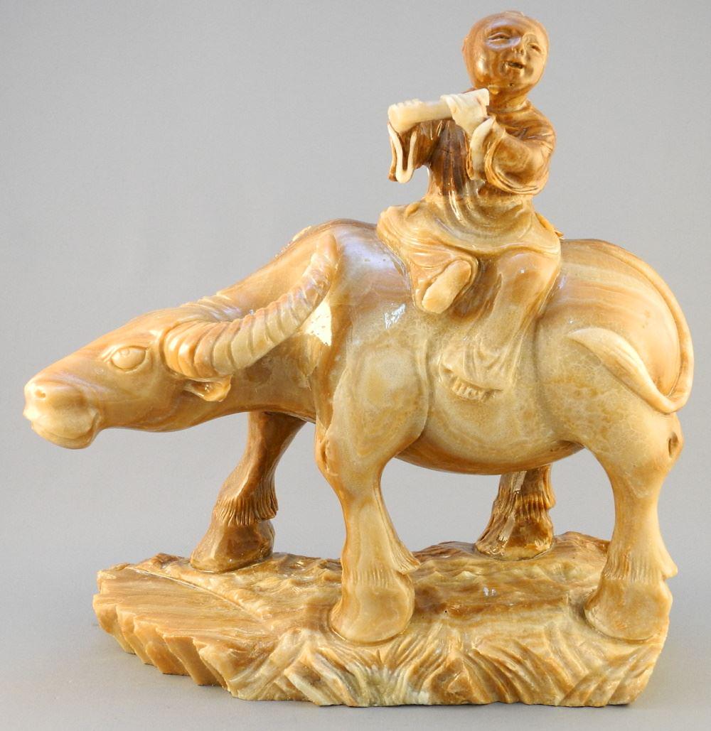 Vietnamese Marble Carving, 11 1/4", "Boy & Water (1 of 3)