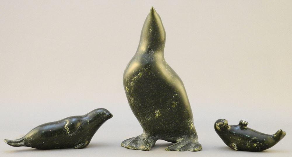 3 Inuit Carvings: Bird signed Towatuga (5 1/2") & 2 (1 of 2)