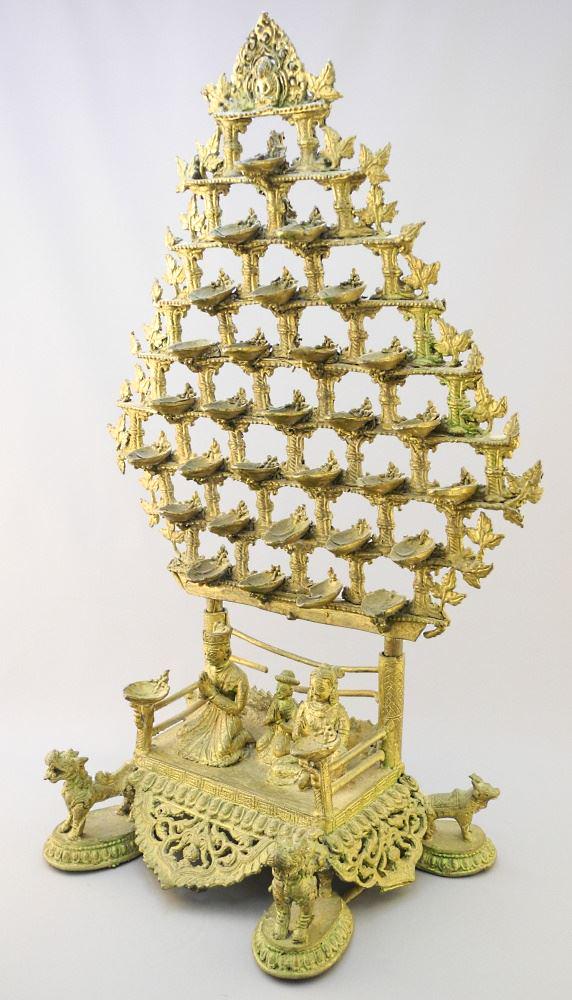 Brass Diwali Shrine, 21 1/4" x 13 3/4" x 7 3/4".: Brass Diwali Shrine, 21 1/4" x 13 3/4" x 7 3/4".