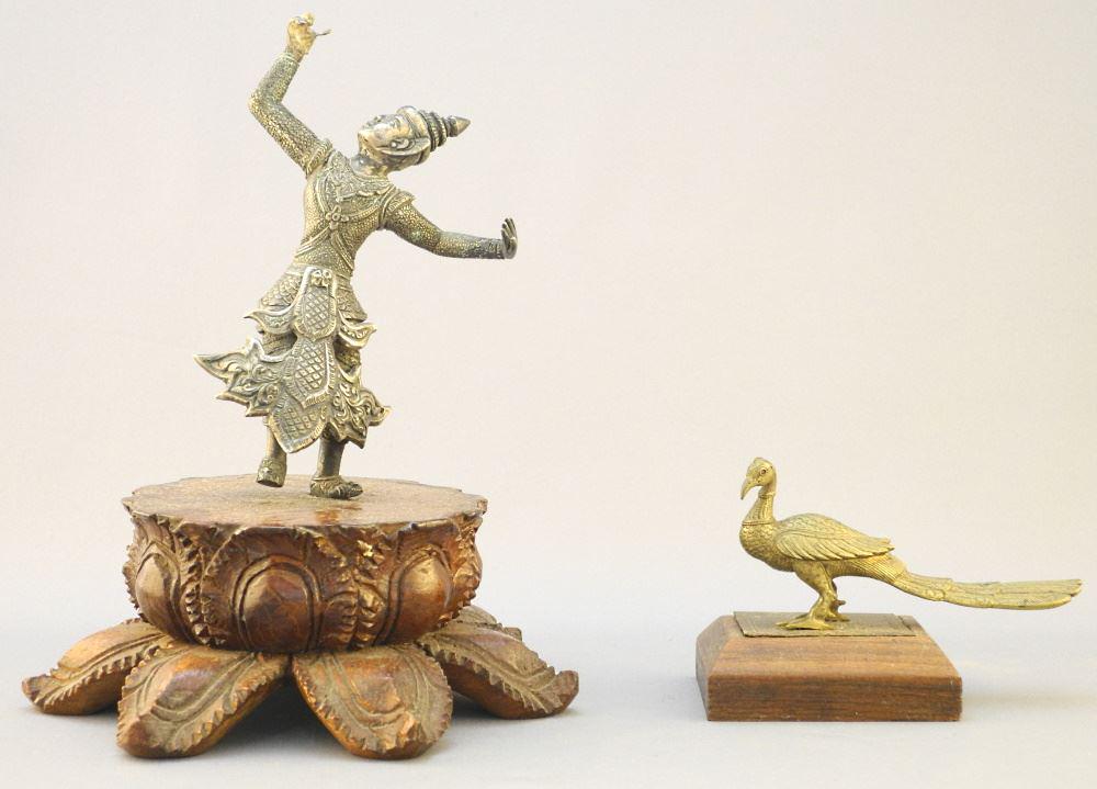 3 Eastern Brass Figurural Castings on Bases, 12 1/4".: 3 Eastern Brass Figurural Castings on Bases, 12 1/4".