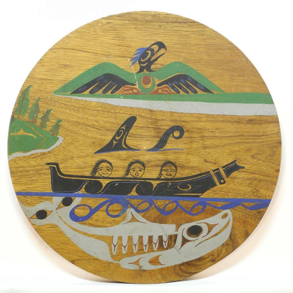 Northwest Coast Style Painted Mahogany Roundel, 19 3/4" (1 of 1)