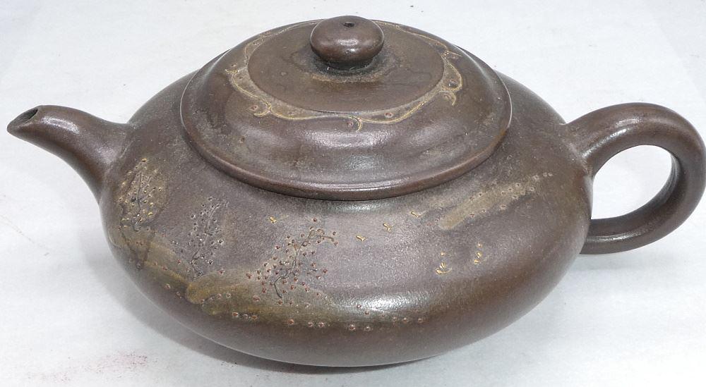 "River Landscape" Purple Clay Teapot, 7 1/4" length, (1 of 4)