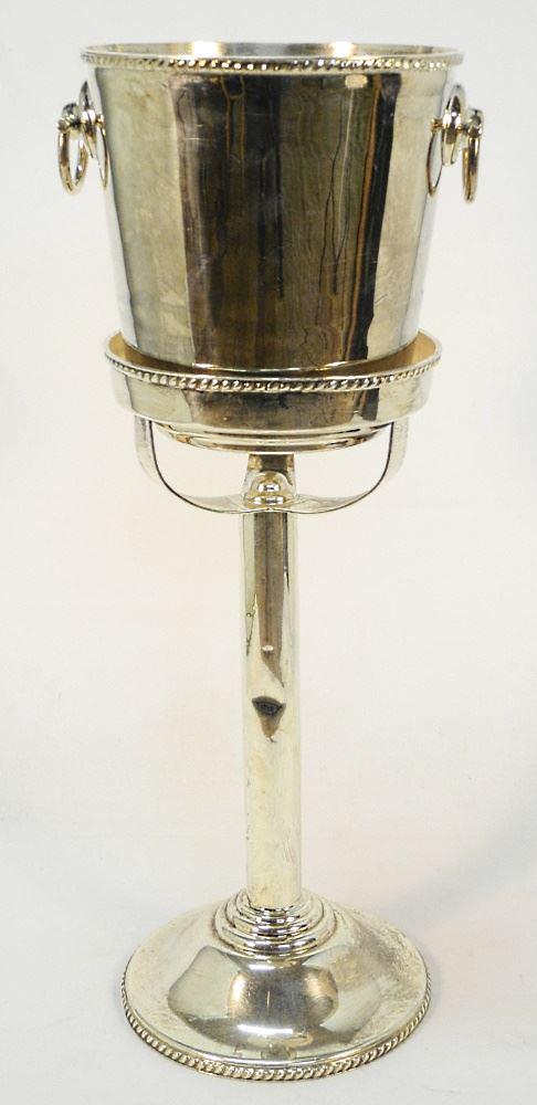 Silver Plated Ice Bucket on Stand, 26 3/4" high. (1 of 4)