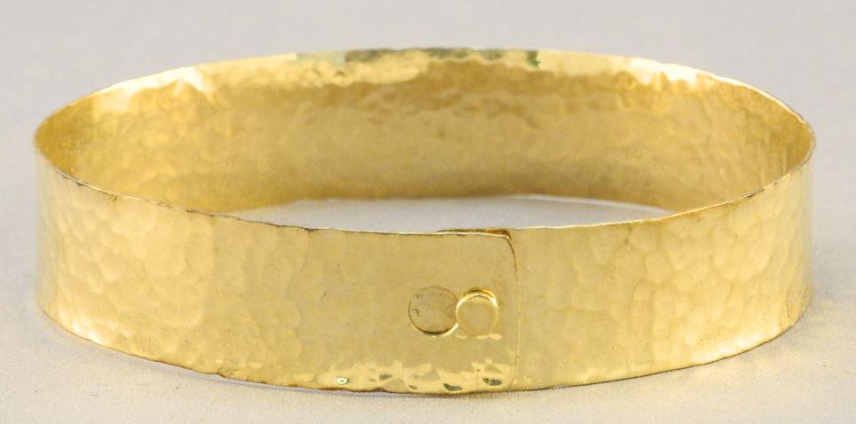 10K Yellow Gold Hammered Bangle Bracelet, 11.98 grams. (1 of 2)