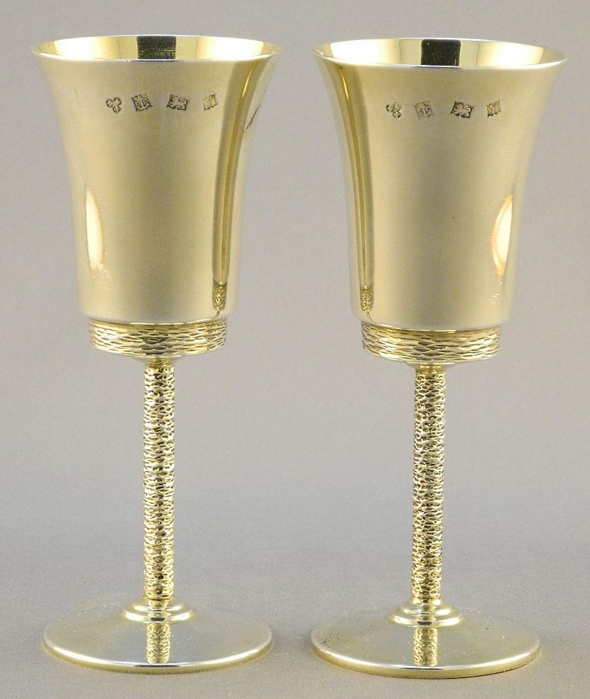 Pair of Hallmarked Silver Parcel Gilt Goblets, (1 of 1)
