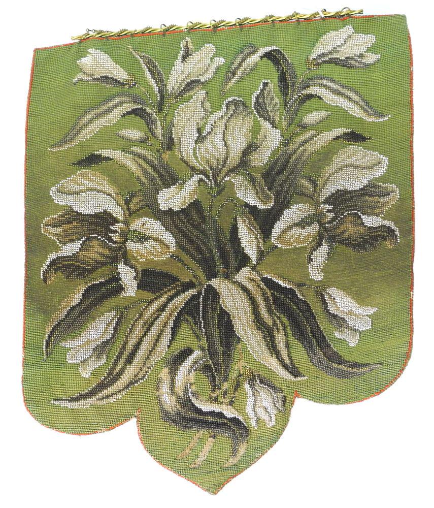 Victorian Beaded Fireplace Screen "Irises", 19" x 16", (1 of 1)