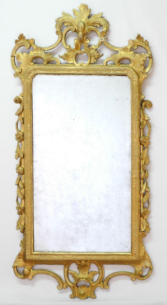 Antique Giltwood Pier Mirror, 40" high, tip missing. (1 of 4)