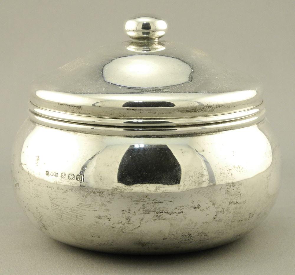 Hallmarked Silver Powder Box with Powder Puff, 4 3/4" (1 of 1)