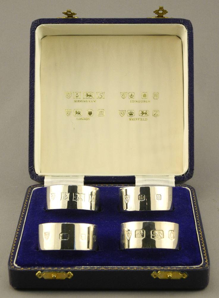 Set of Hallmarked Silver Napkin Rings from Various (1 of 4)