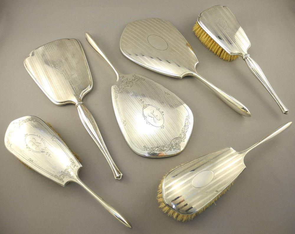 6 Sterling Silver Dresser Mirrors & Brushes, 10" - 12 (1 of 5)